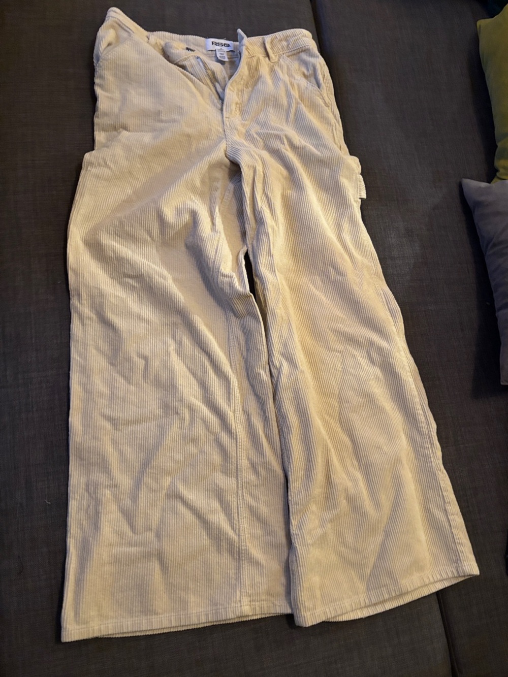 RSQ Women's Straight-Leg Corduroy Pants in Light Beige